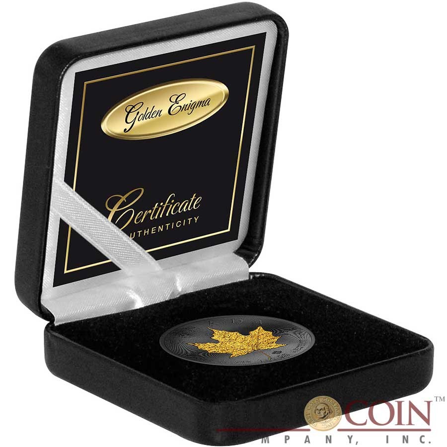 Canada Maple Leaf Canadian GOLDEN ENIGMA EDITION $5 Silver coin